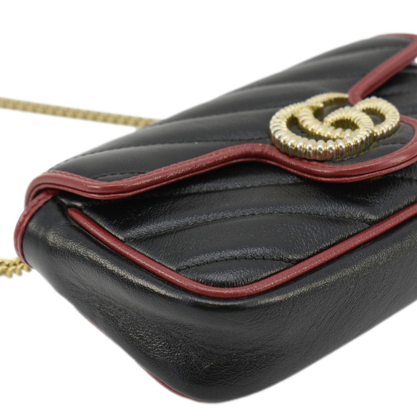 GUCCI GG Marmont Tourchon Mini Matelasse Leather Shoulder Crossbody Bag Black 574969