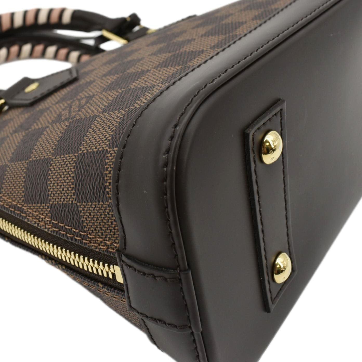 LOUIS VUITTON Braided Alma BB Damier Ebene Satchel Bag Brown