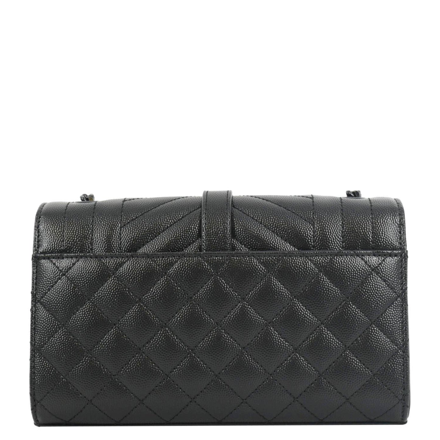 YVES SAINT LAURENT Grain De Poudre Embossed Leather Crossbody Chain Bag Black