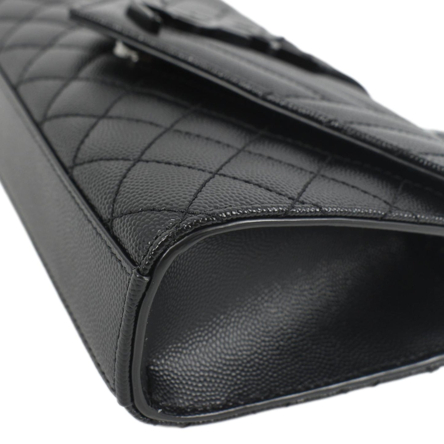 YVES SAINT LAURENT Grain De Poudre Embossed Leather Crossbody Chain Bag Black