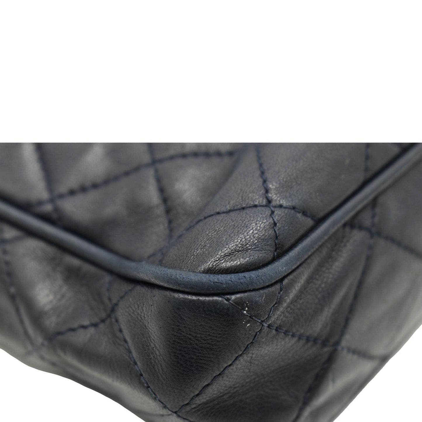CHANEL Vintage Quilted Leather Camera Crossbody Bag Black