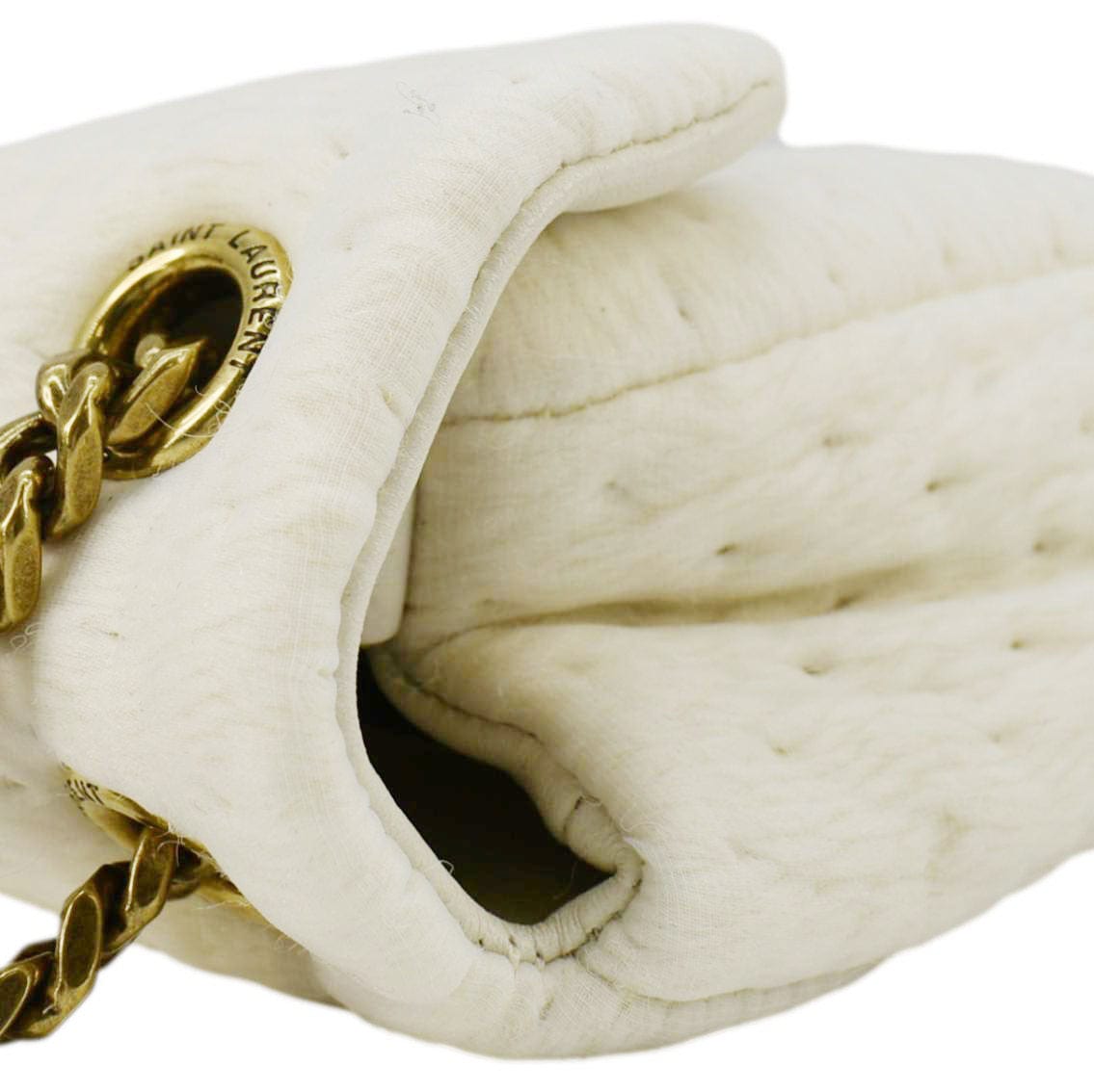 YVES SAINT LAURENT Calypso Organza Leather Crossbody Bag White