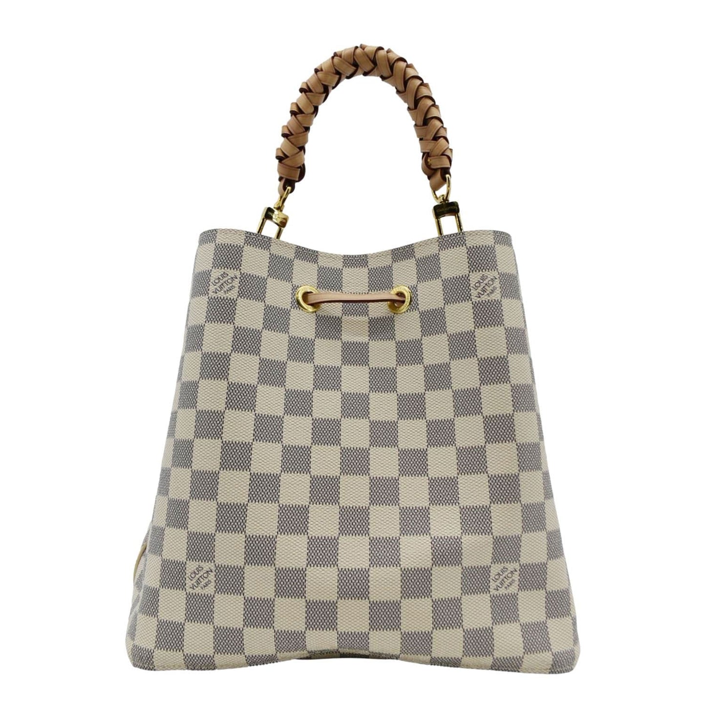 LOUIS VUITTON Neonoe Braided Handle Damier Azur Crossbody Bag White