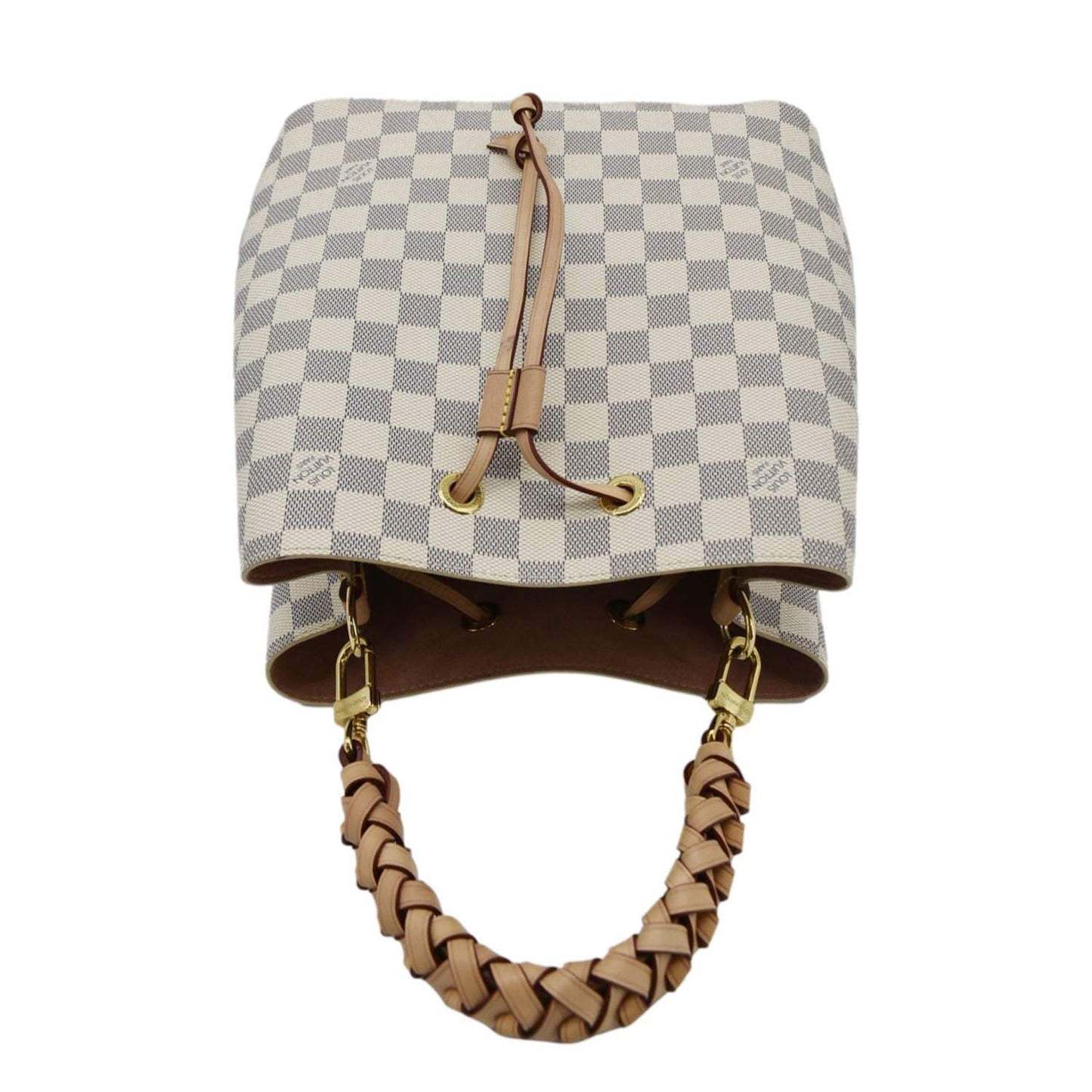 LOUIS VUITTON Neonoe Braided Handle Damier Azur Crossbody Bag White