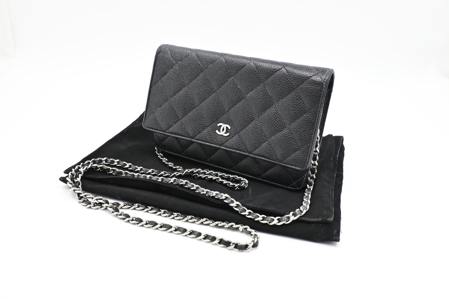 Chanel Wallet on Chain in Black MattelassÃÂ© Caviar Leather