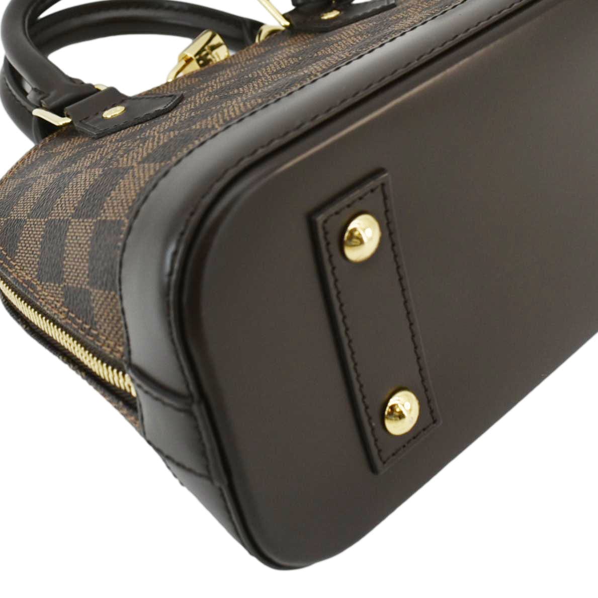 LOUIS VUITTON Alma BB Damier Ebene Satchel Bag Brown