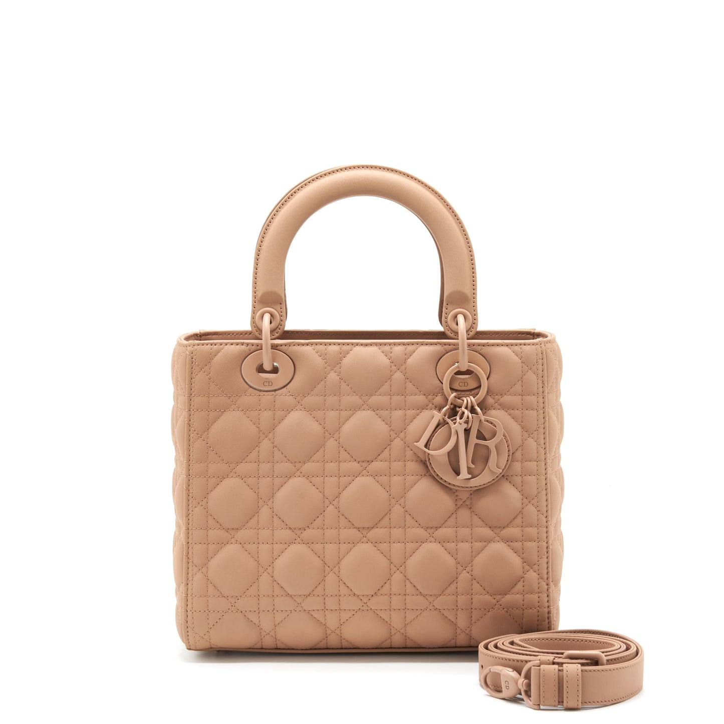 Dior Medium Lady Dior Blush Ultramatte Cannage Calfskin Purse