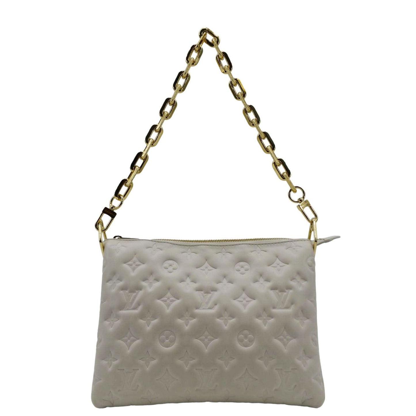 LOUIS VUITTON Coussin PM Monogram Embossed Shoulder Bag Creme
