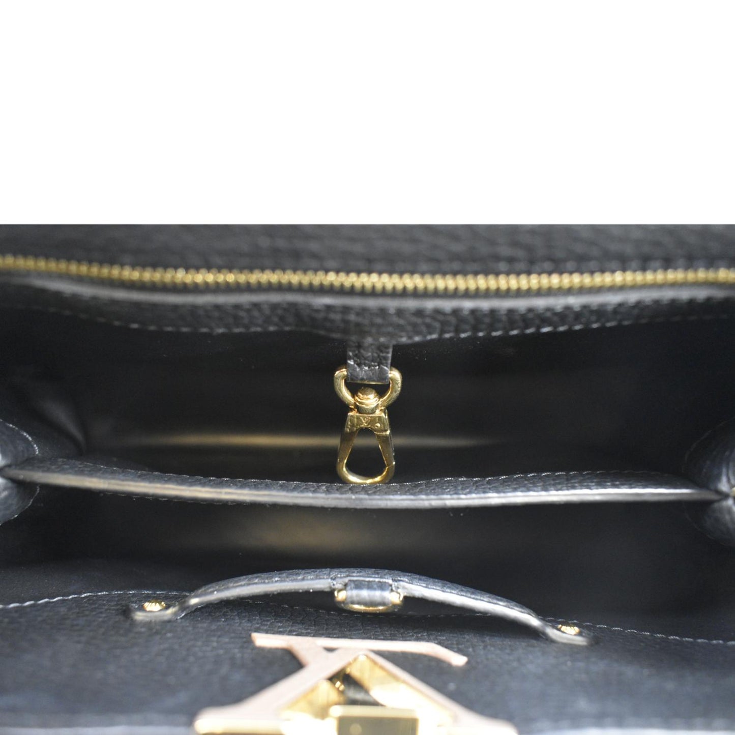 LOUIS VUITTON Capucines Taurillon Leather Satchel Bag Black