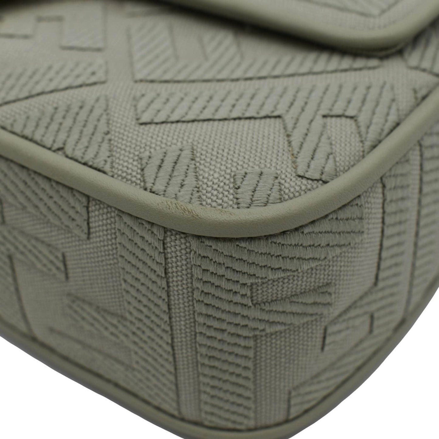 FENDI Baguette FF Canvas Chain Shoulder Bag Mint Green