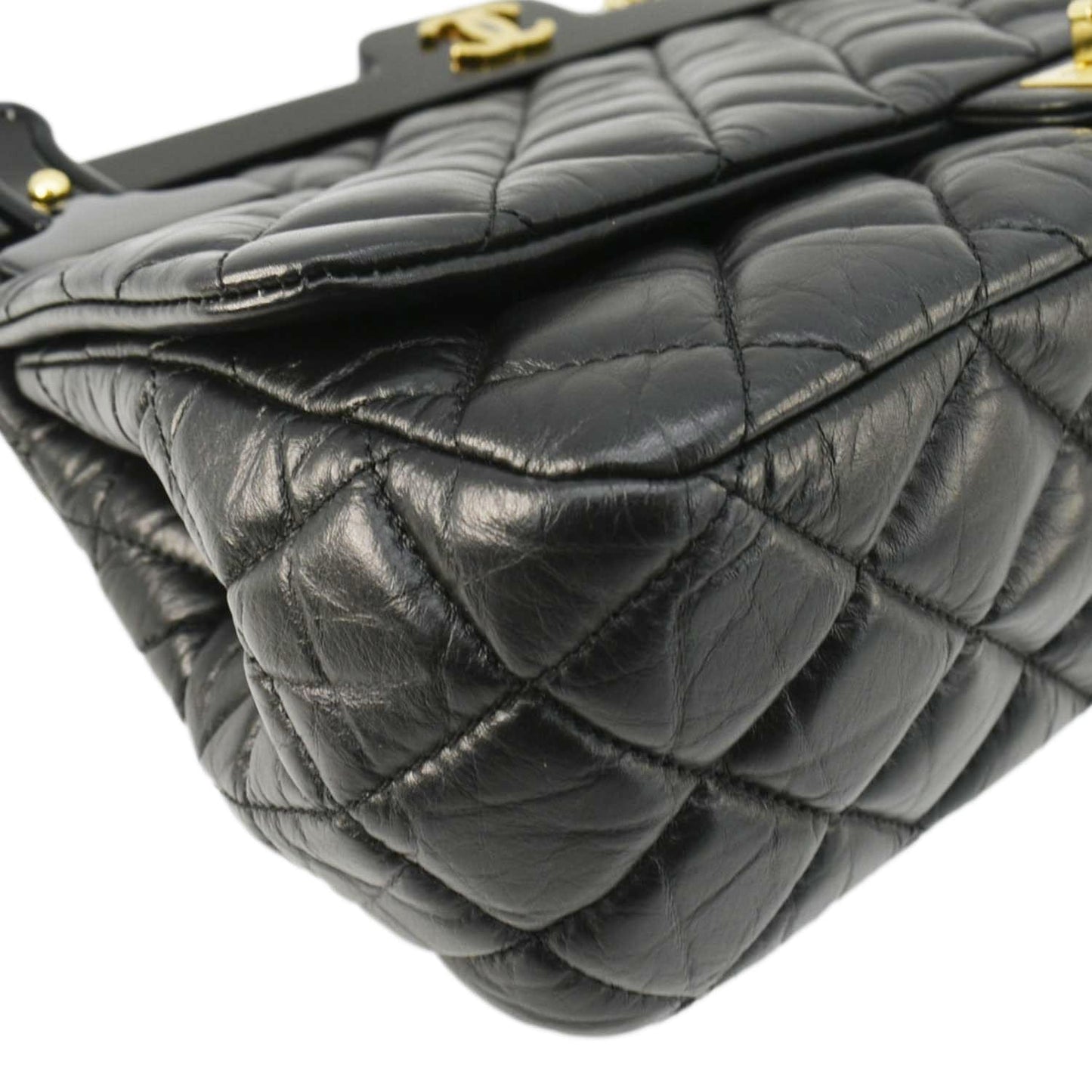 CHANEL 2.55 Reissue Hanger Flap Quilted Leather Crossbody Bag Black