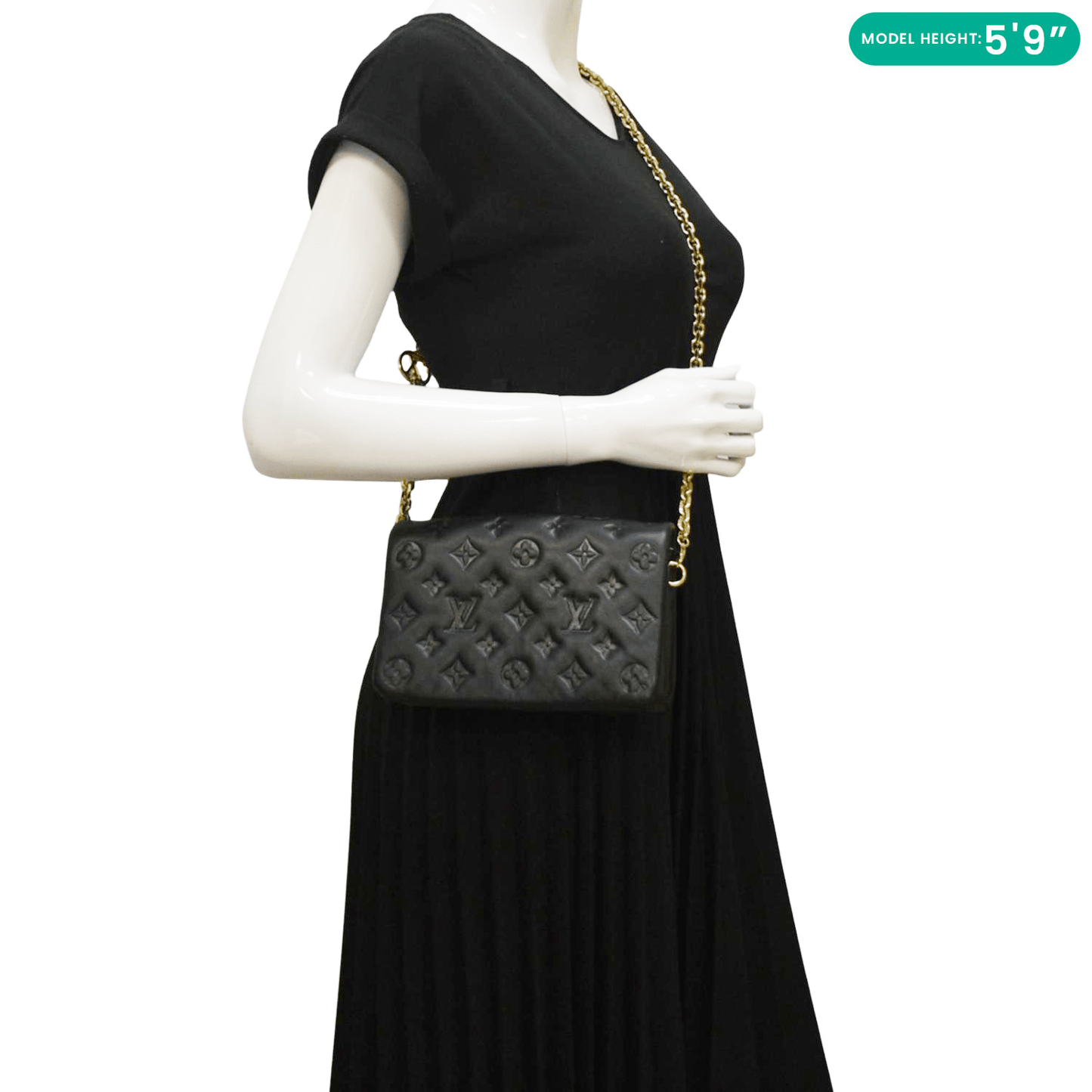 LOUIS VUITTON Coussin Monogram Embossed Pochette Crossbody Bag Black