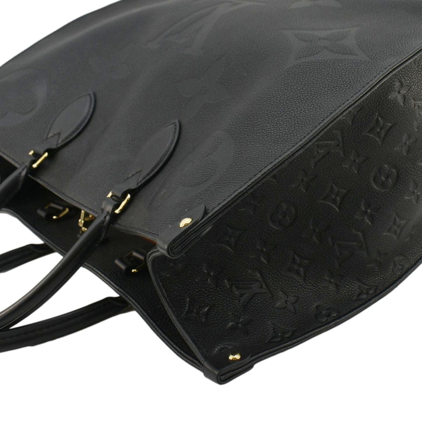 LOUIS VUITTON Onthego GM Monogram Empreinte Leather Tote Bag Black