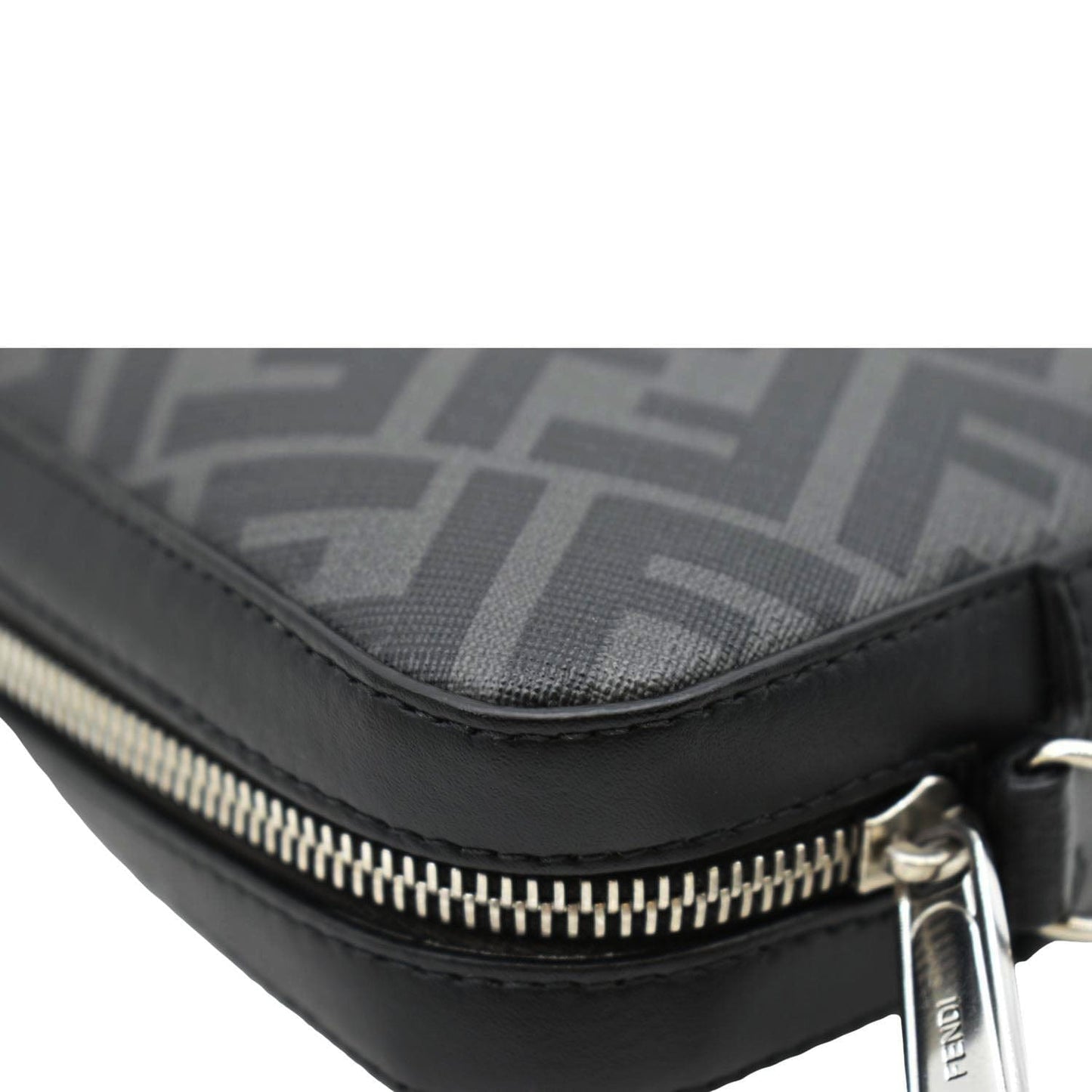 FENDI Diagonal Medium FF Zucca Canvas Camera Case Crossbody Bag Black