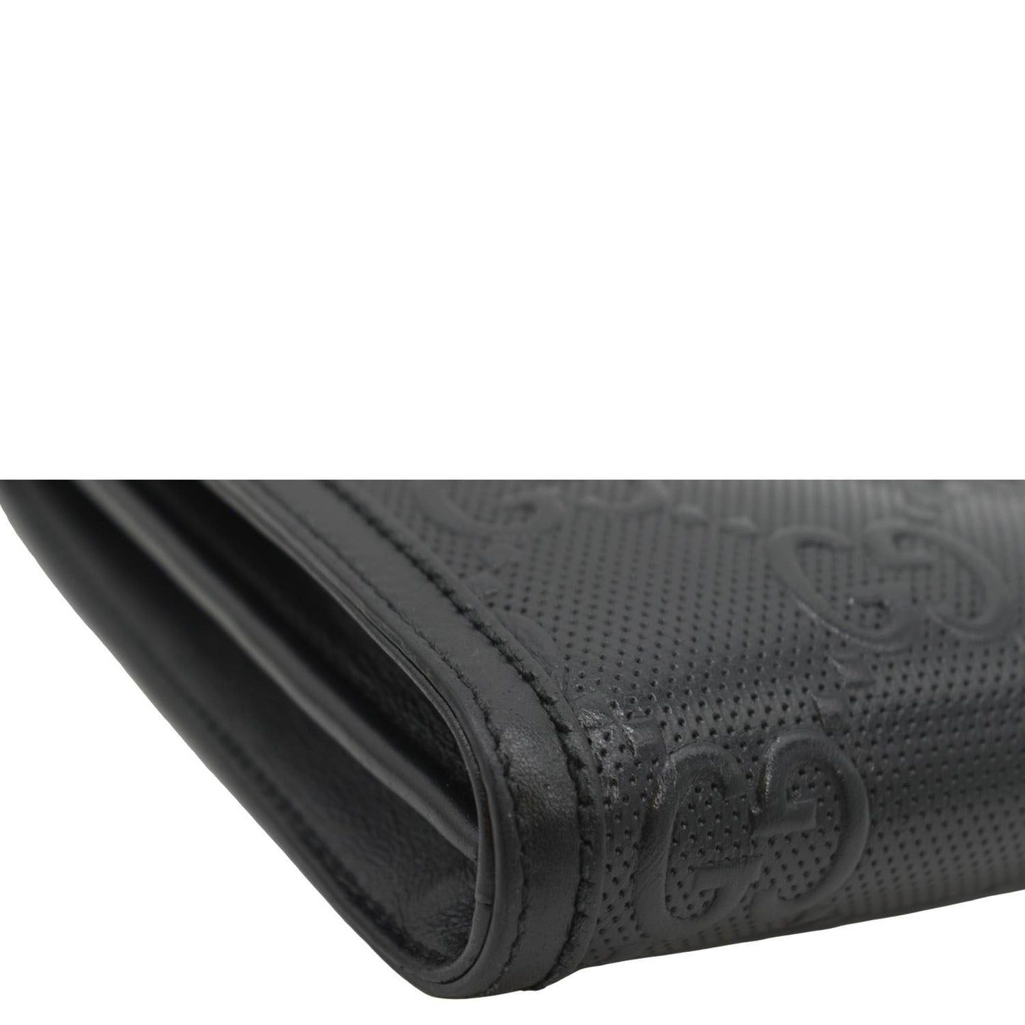 GUCCI GG Embossed Leather Messenger Bag Black 625782