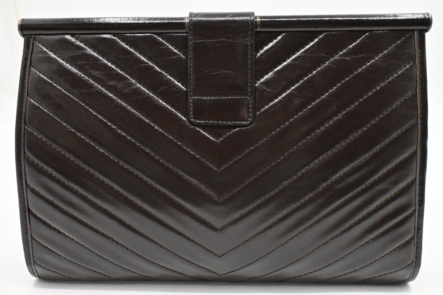 YSL Clutch in Brown Chevron Leather