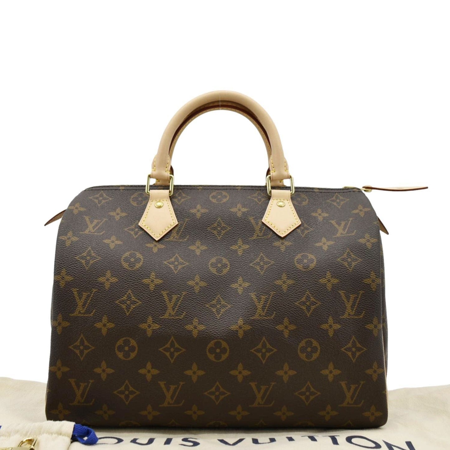 LOUIS VUITTON Speedy 30 Monogram Canvas Satchel Bag Brown