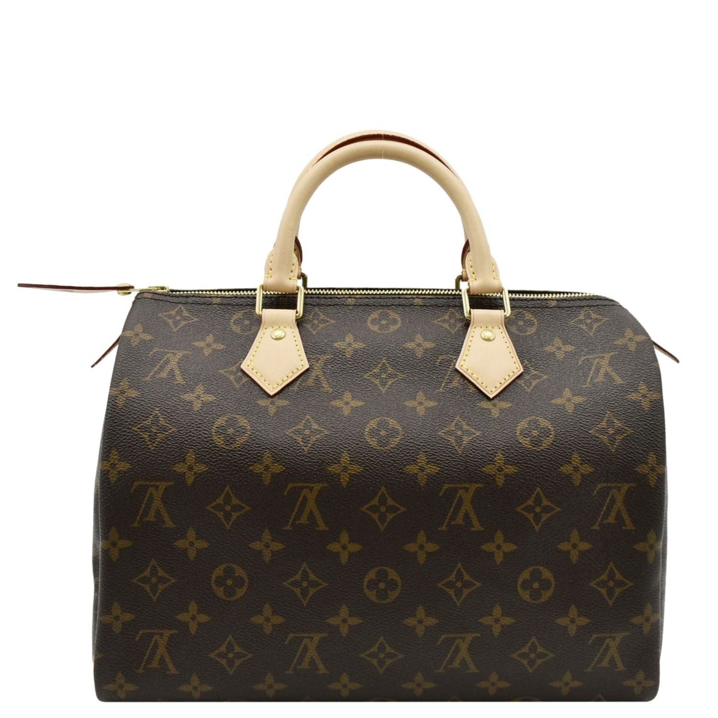 LOUIS VUITTON Speedy 30 Monogram Canvas Satchel Bag Brown