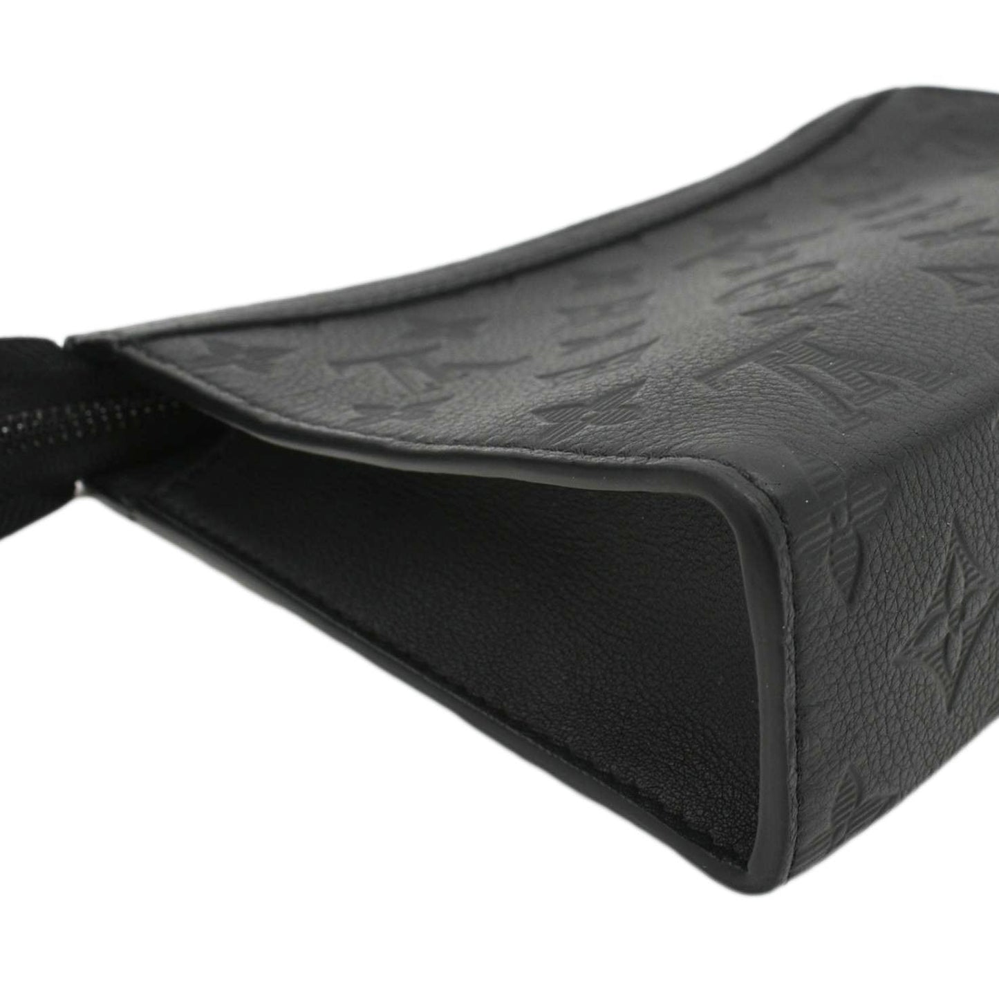 LOUIS VUITTON Gaston Wearable Wallet Monogram Shadow Leather Crossbody Bag Black