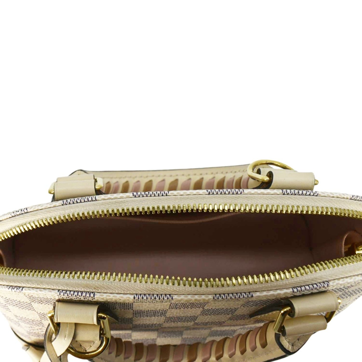LOUIS VUITTON Alma BB Braided Damier Azur Satchel Bag White