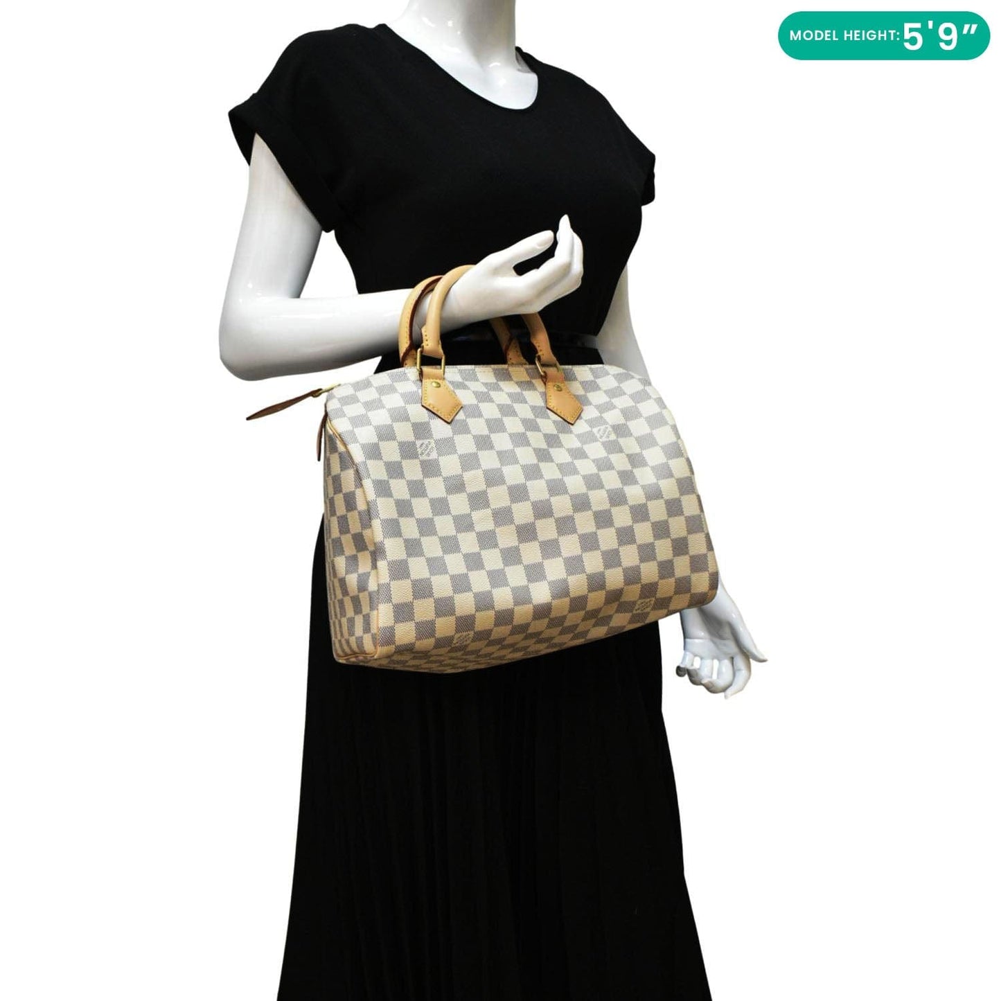 LOUIS VUITTON Speedy 30 Damier Azur Satchel Bag White