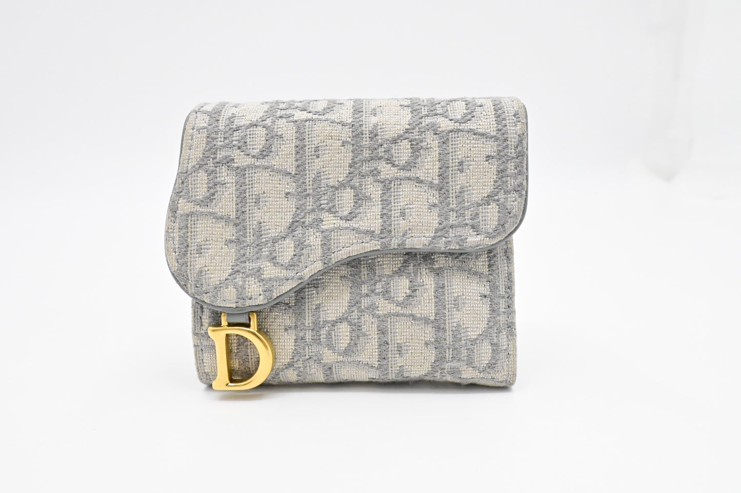 Dior Trotteur Compact Wallet in Grey Oblique Canvas