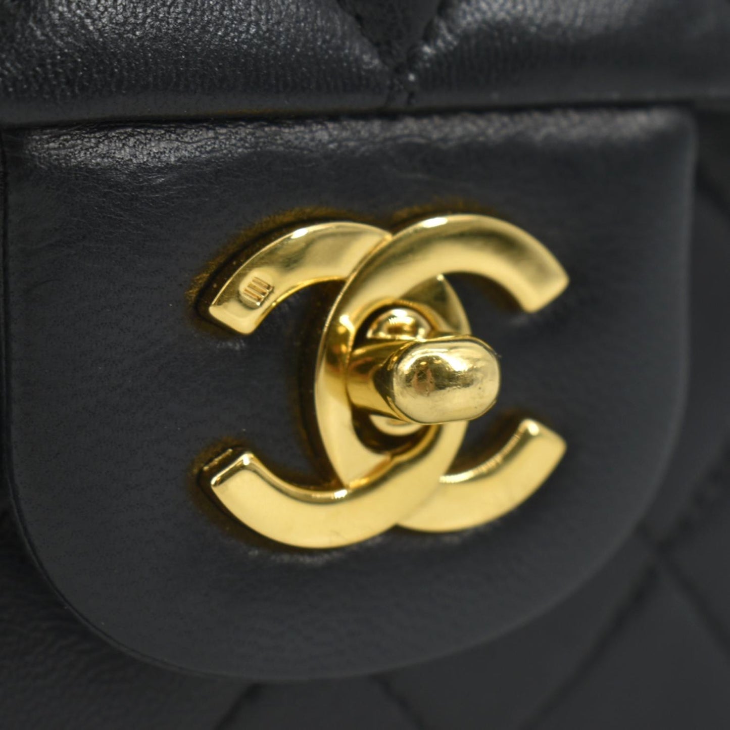CHANEL Classic Medium Double Flap Leather Shoulder Bag Black