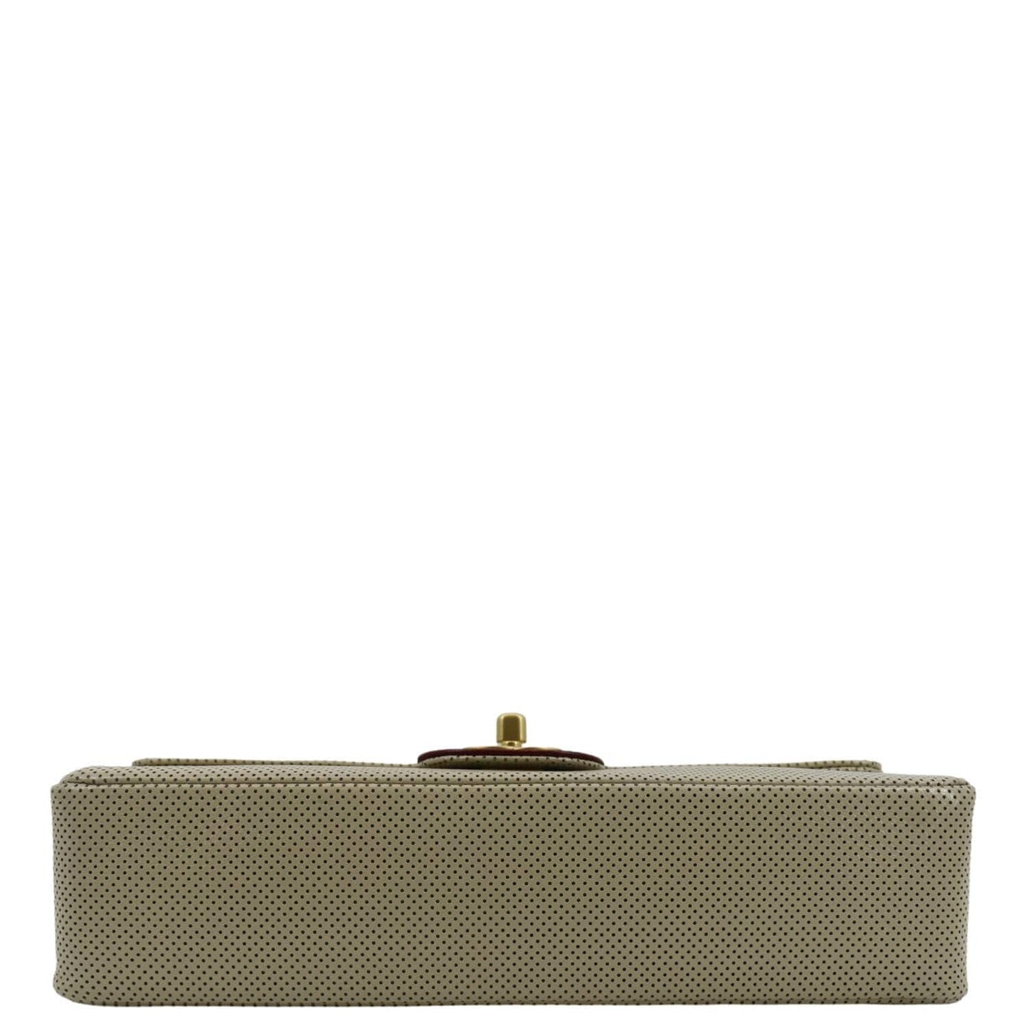 CHANEL Vintage Flap Perforated Leather Top Handle Shoulder Bag Beige