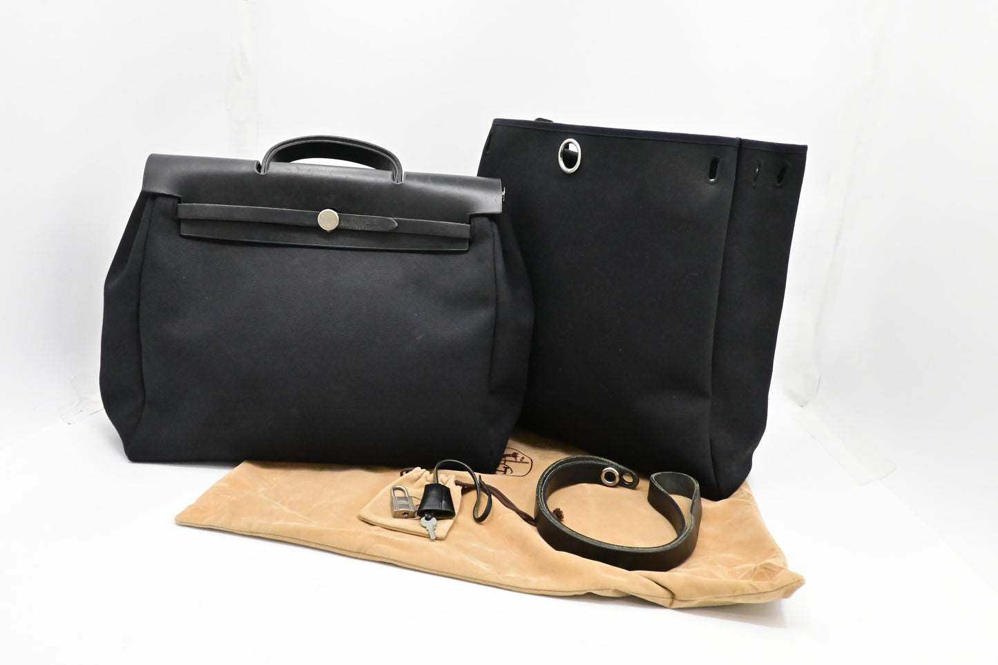 Hermes Herbag 36 in Black Canvas