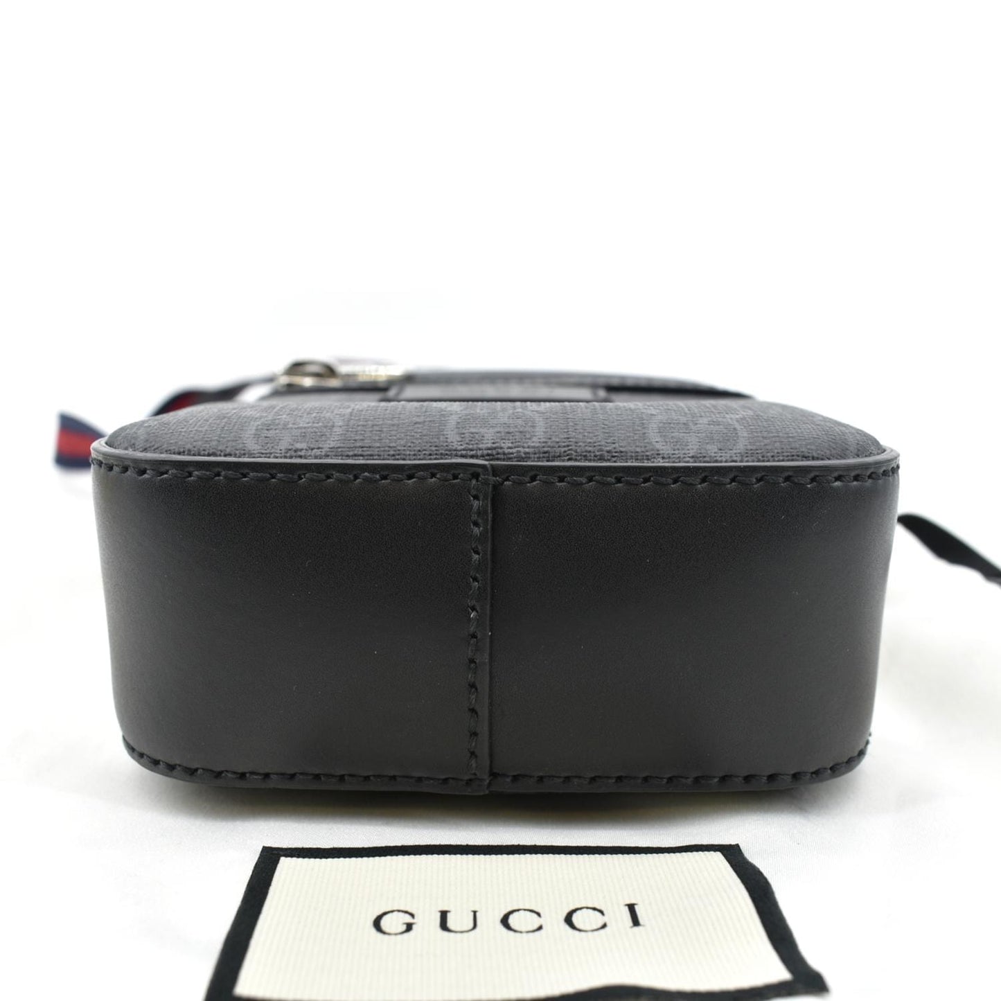 GUCCI GG Supreme Monogram Canvas Web Messenger Bag Black 598103