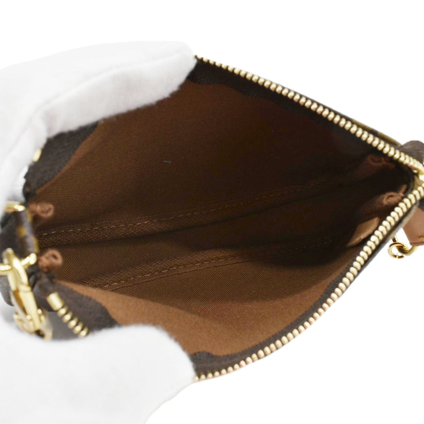 LOUIS VUITTON  Mini Pochette Monogram Canvas Accessoires Pouch Brown