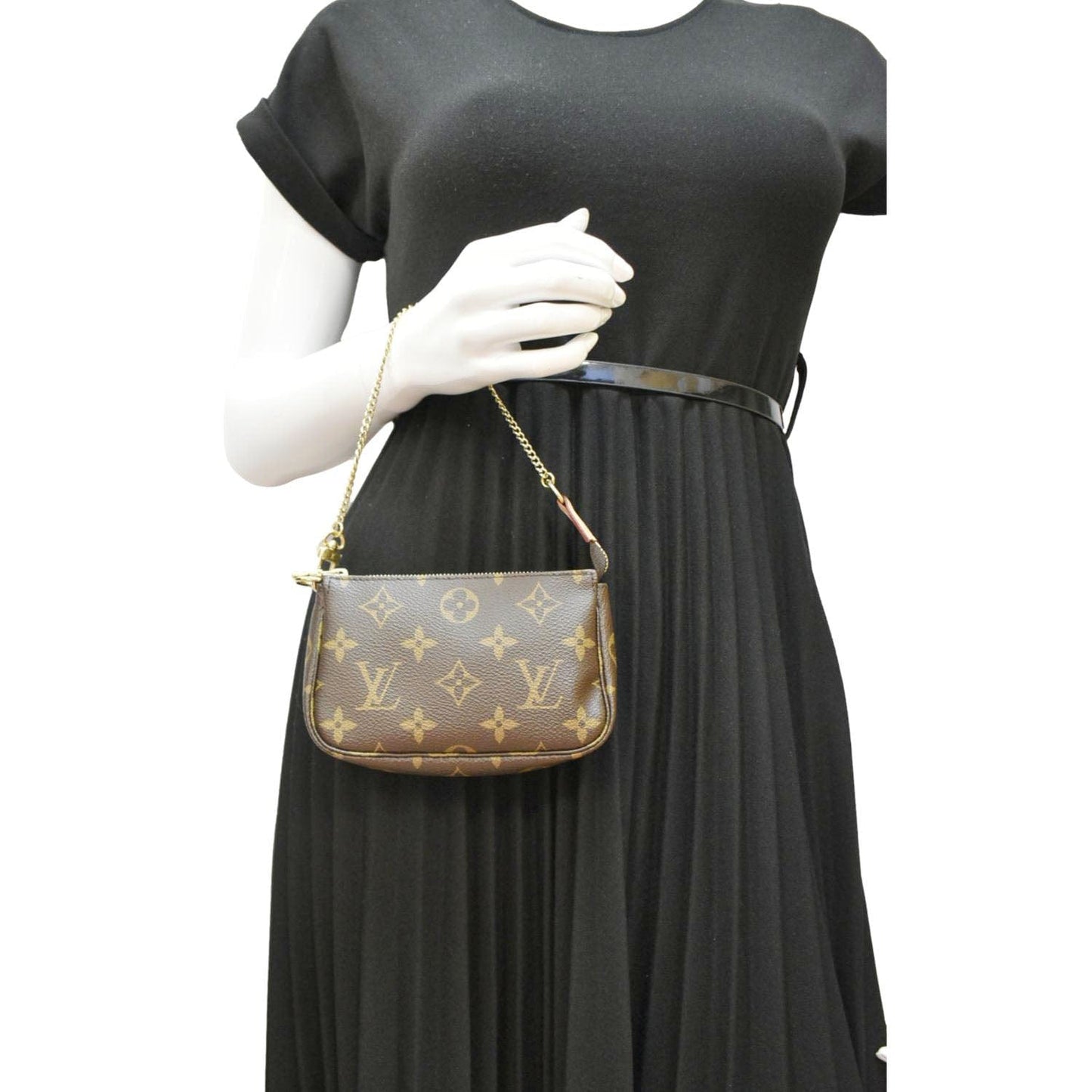 LOUIS VUITTON  Mini Pochette Monogram Canvas Accessoires Pouch Brown