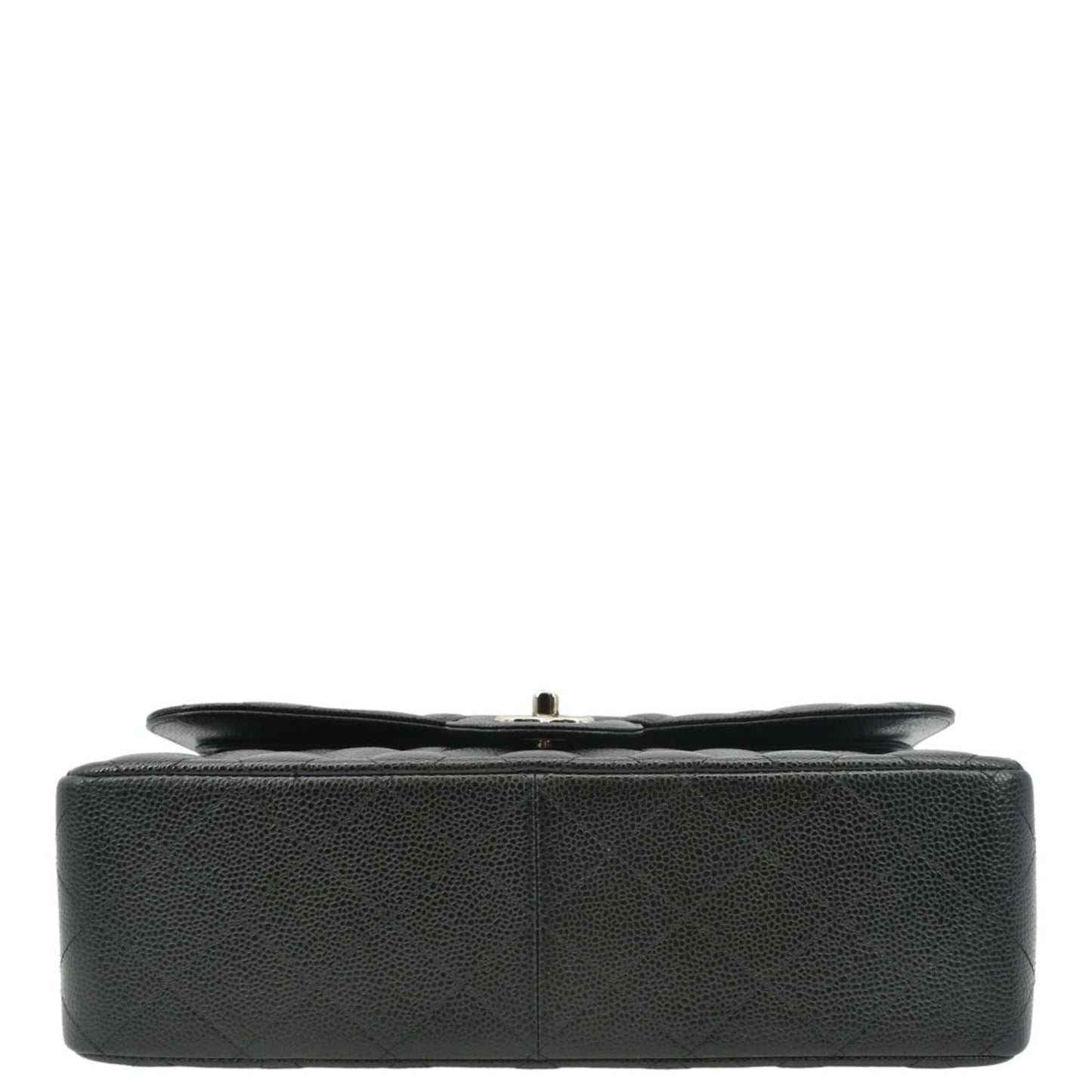 CHANEL Classic Jumbo Double Flap Quilted Caviar Leather Shoulder Bag Black