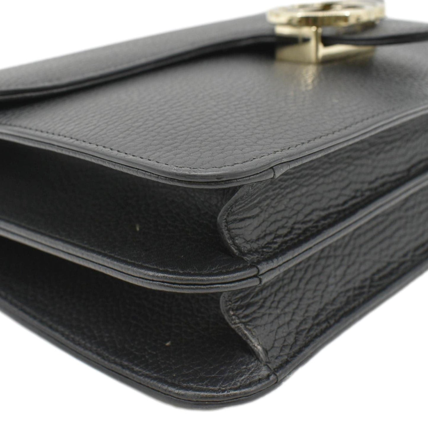 GUCCI Interlocking GG Leather Crossbody Bag Black 510303