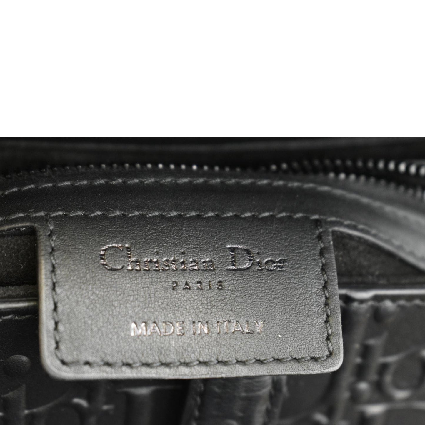 CHRISTIAN DIOR Saddle Oblique Embossed Calfskin Satchel Bag Black