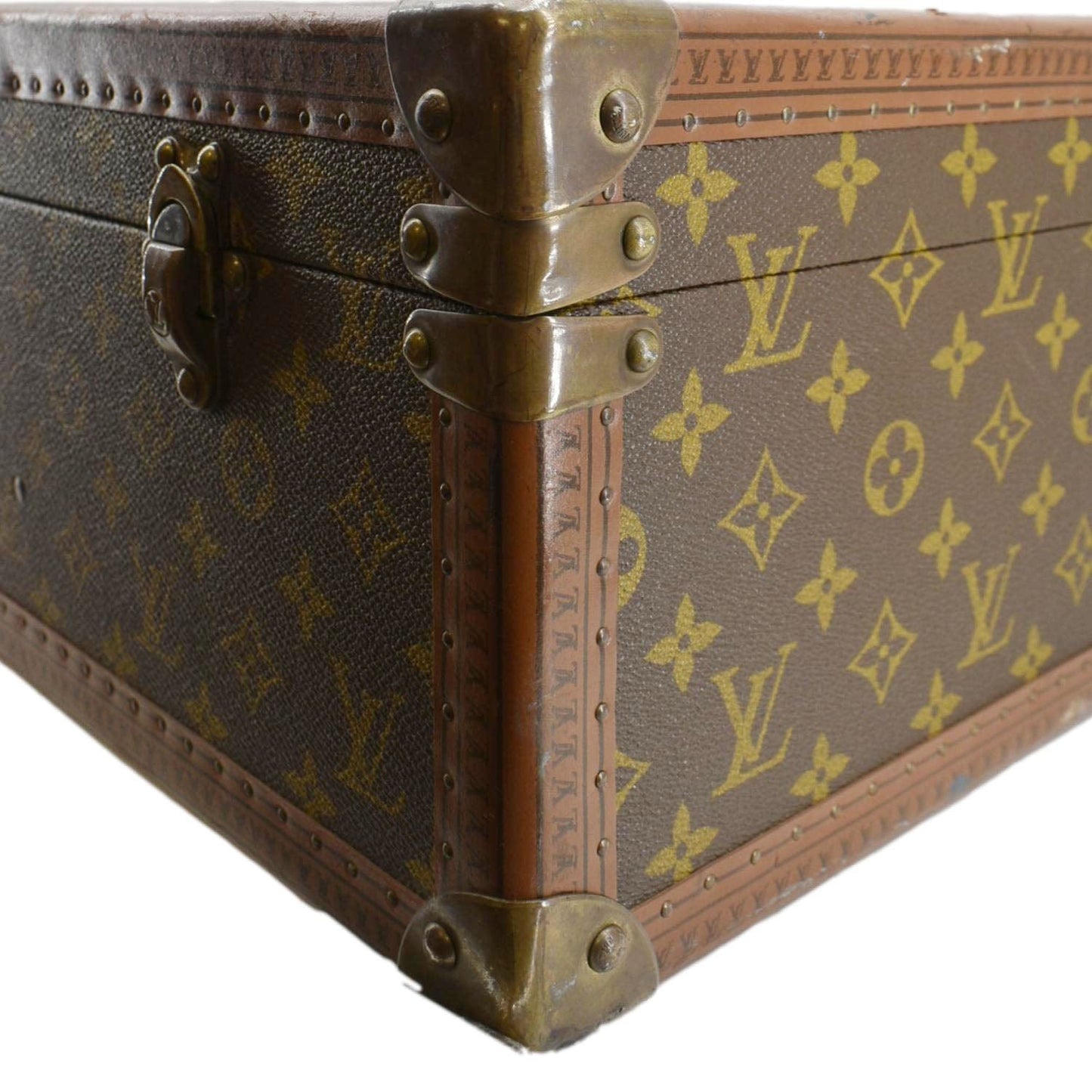 LOUIS VUITTON Bisten Vintage Monogram Canvas Travel Trunk Suitcase Bag Brown