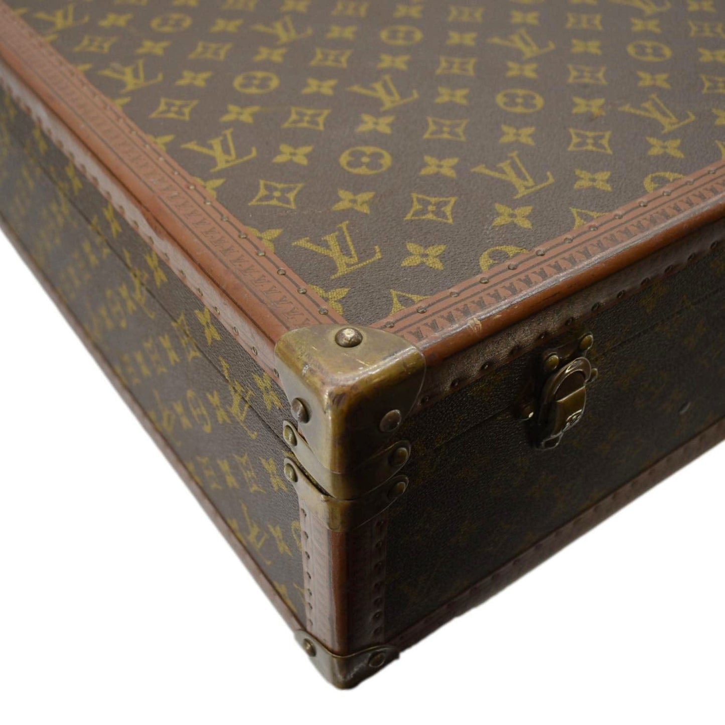 LOUIS VUITTON Bisten Vintage Monogram Canvas Travel Trunk Suitcase Bag Brown