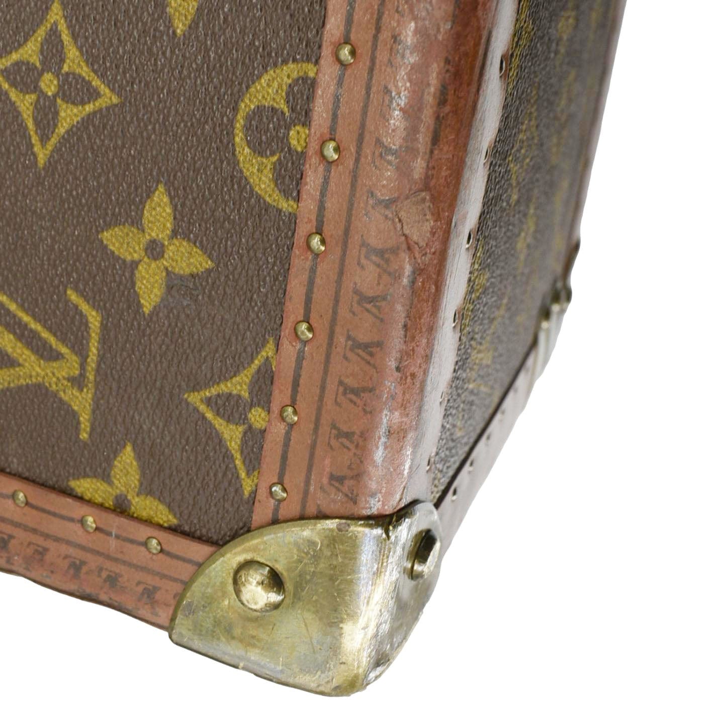 LOUIS VUITTON Bisten Vintage Monogram Canvas Travel Trunk Suitcase Bag Brown