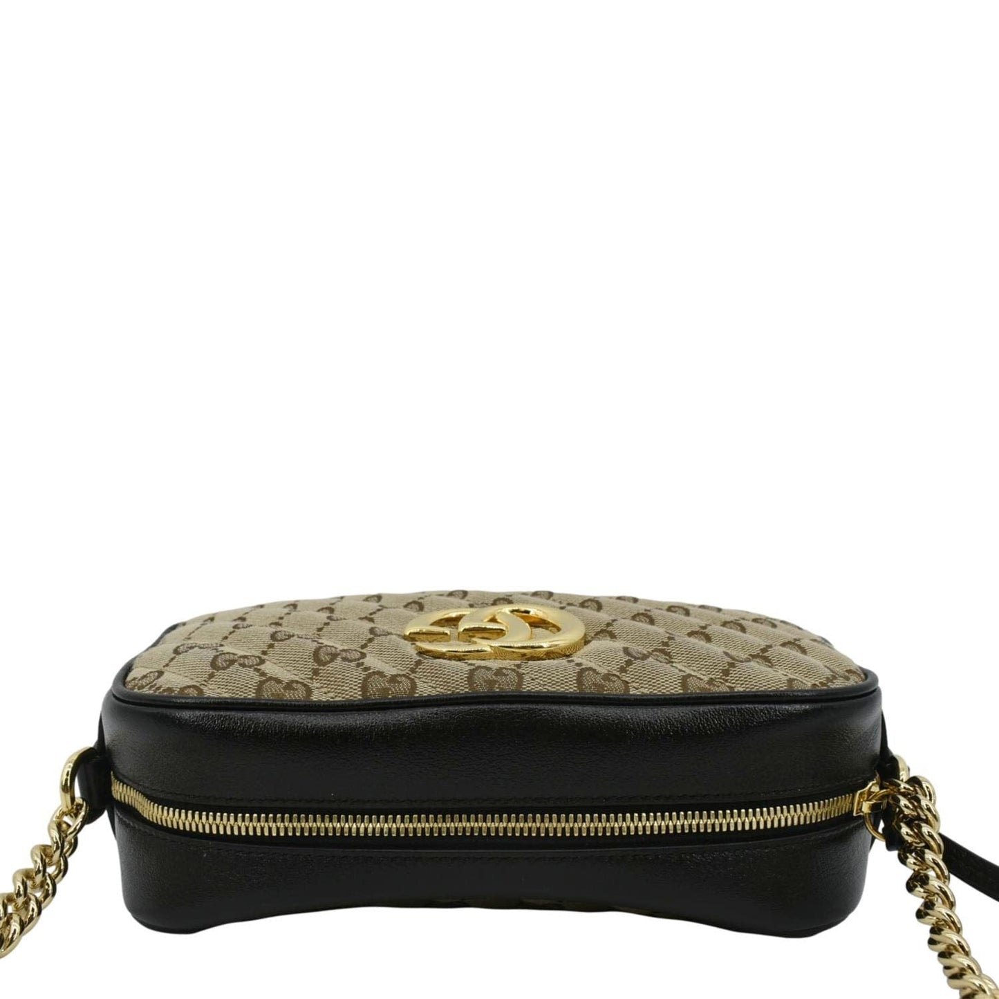 GUCCI Marmont Small Monogram Canvas Crossbody Camera Bag Beige 447632