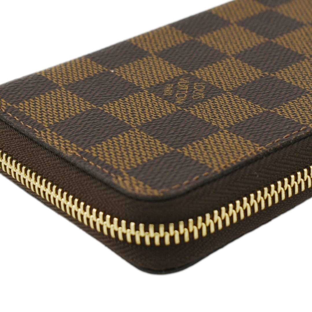 LOUIS VUITTON Clemence Damier Ebene Zippy Wallet Brown