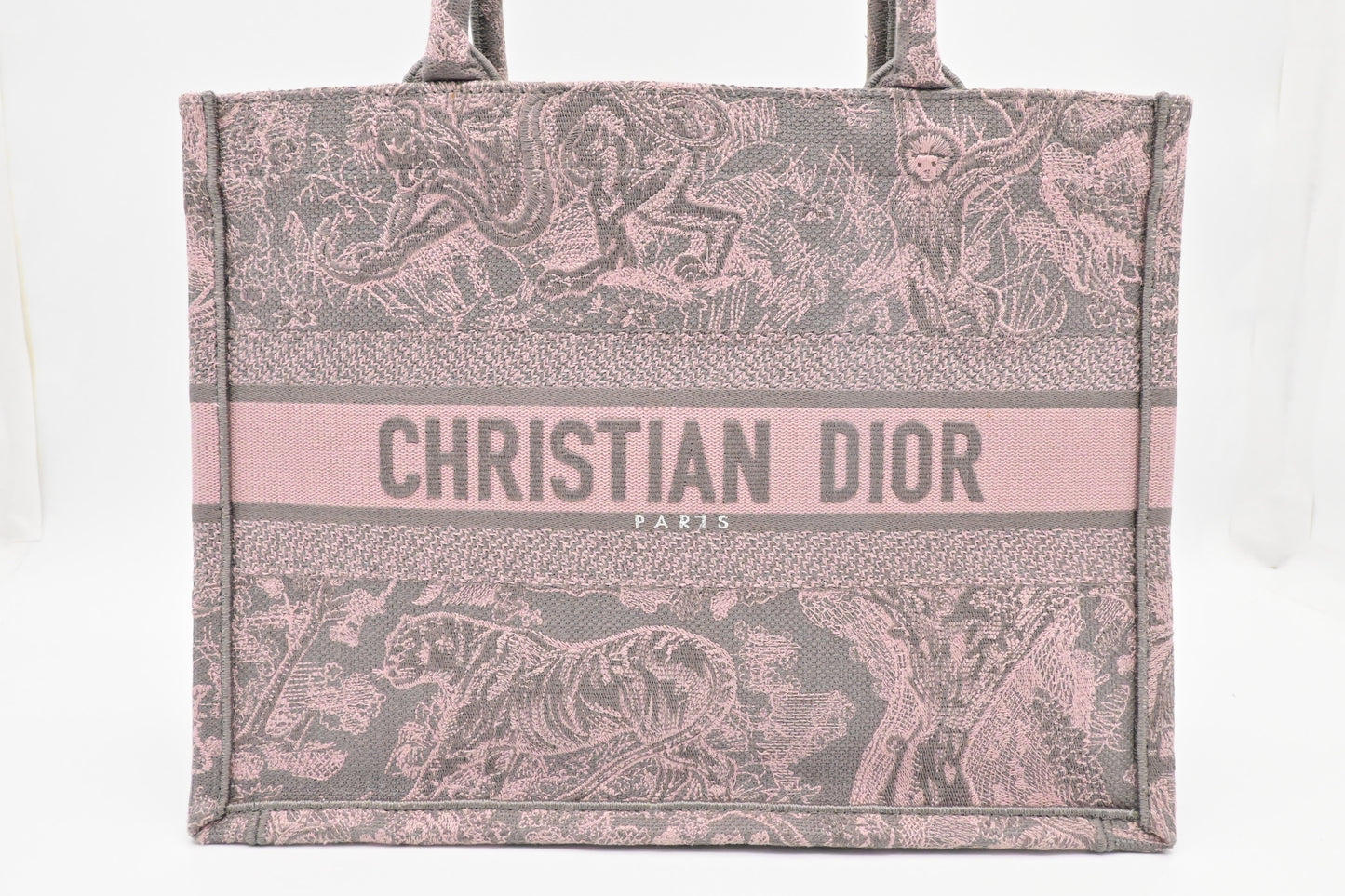 Dior Medium Book Tote in Pink Toile de Jouy Sauvage Embroidery
