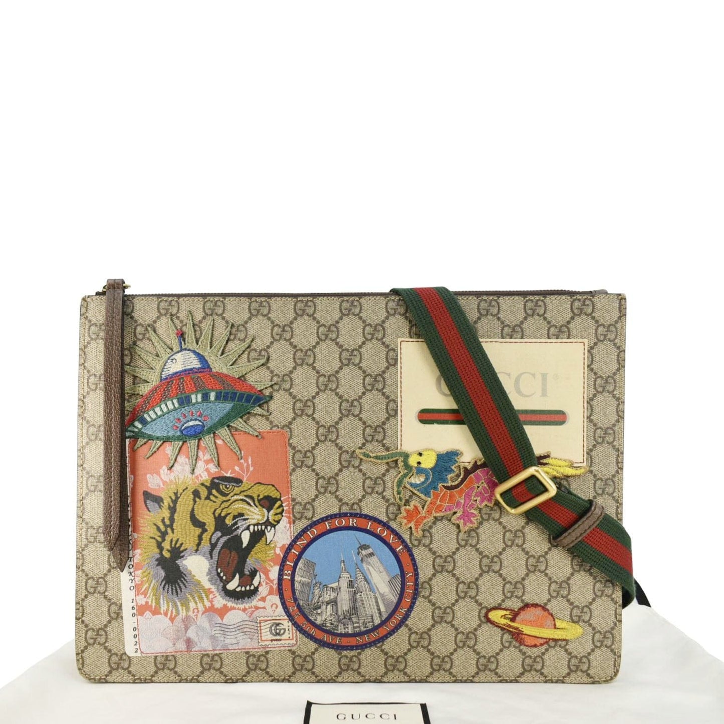 GUCCI Original Courrier Web GG Canvas Messenger Bag Beige 474083