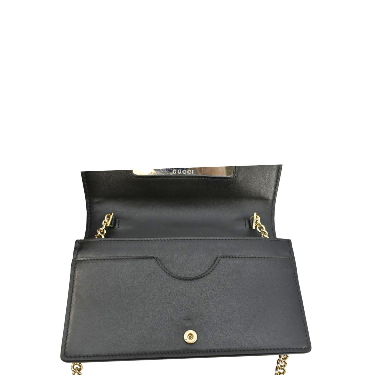GUCCI GG Matelasse Leather Chain Wallet Shoulder Bag Black 723787