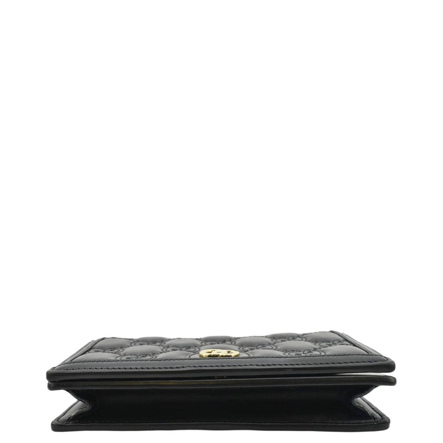 GUCCI GG Matelasse Leather Chain Wallet Shoulder Bag Black 723787