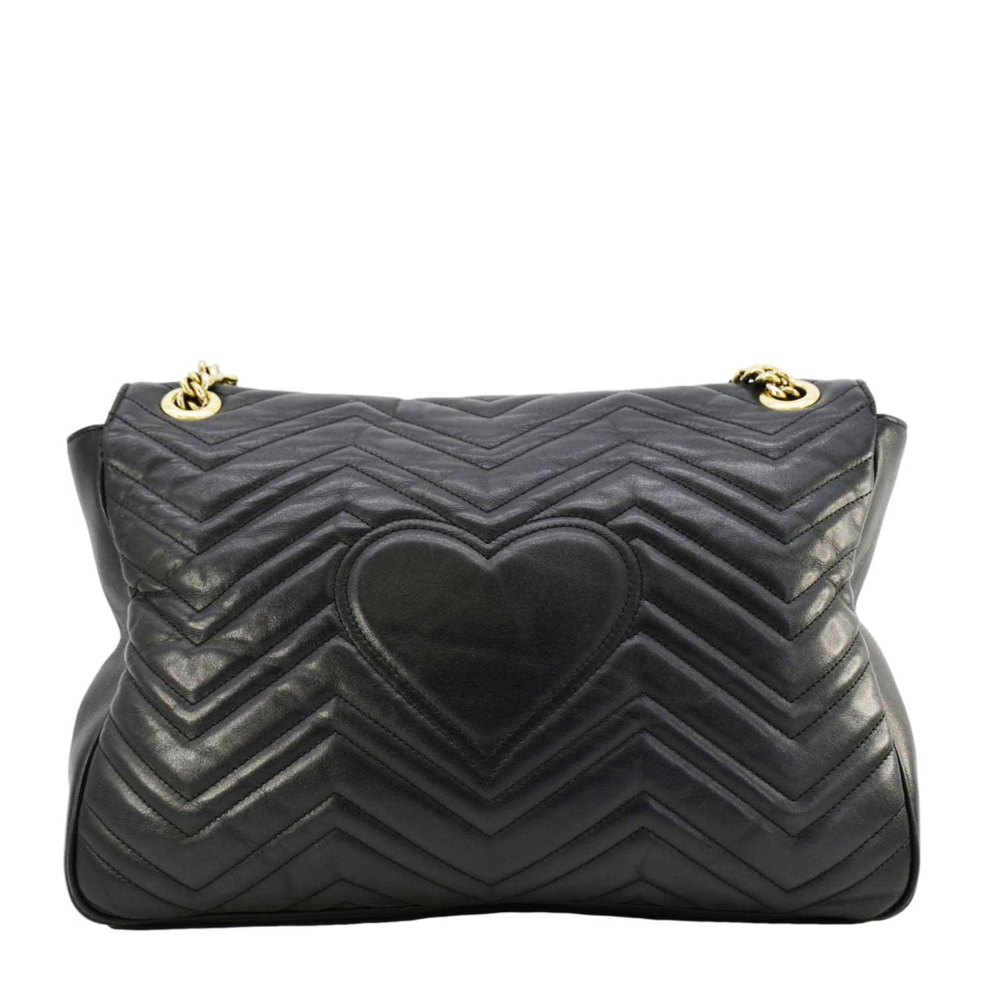 GUCCI GG Marmont Large Matelasse Leather Shoulder Bag Black 498090