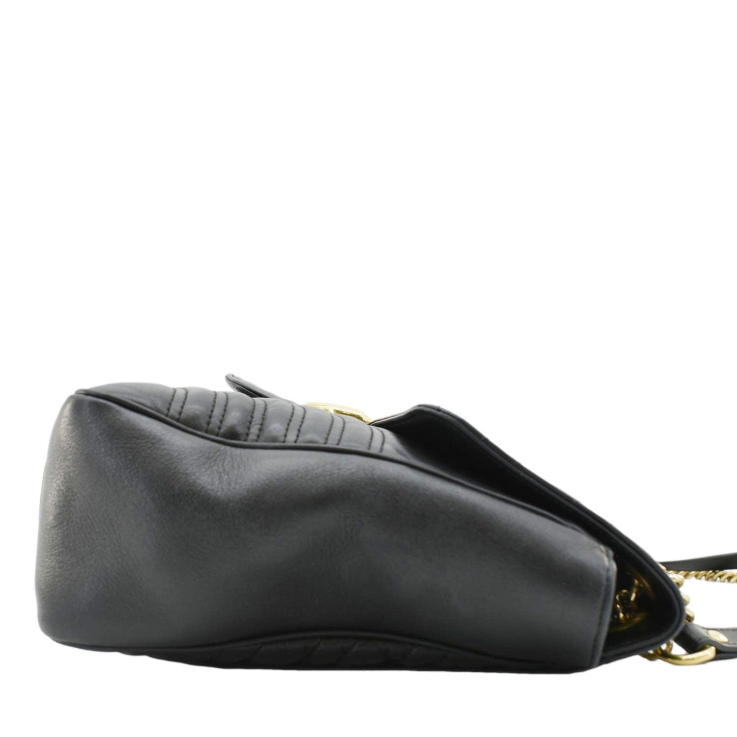 GUCCI GG Marmont Large Matelasse Leather Shoulder Bag Black 498090