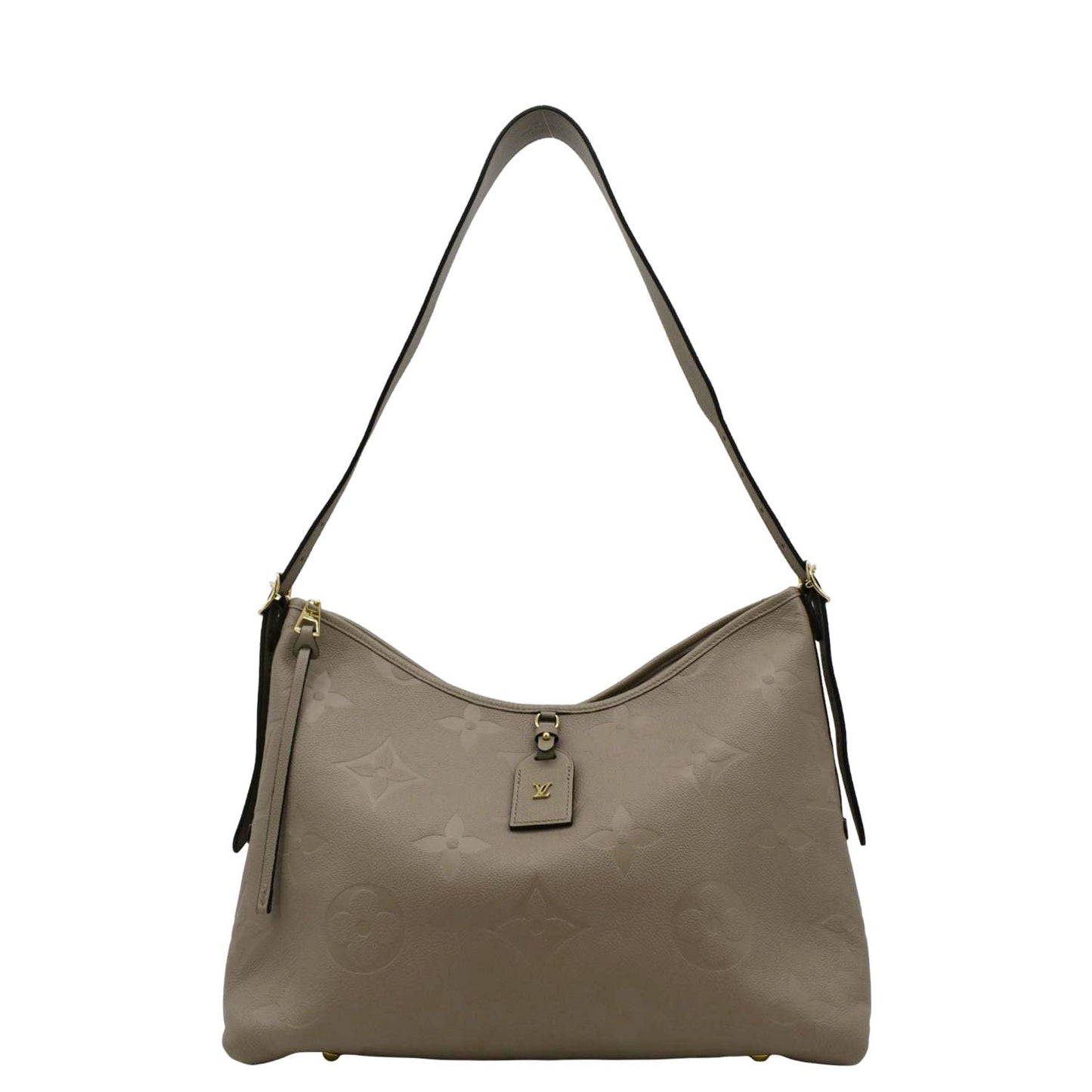 LOUIS VUITTON Carryall MM Monogram Empreinte Shoulder Bag Tourterelle Gray