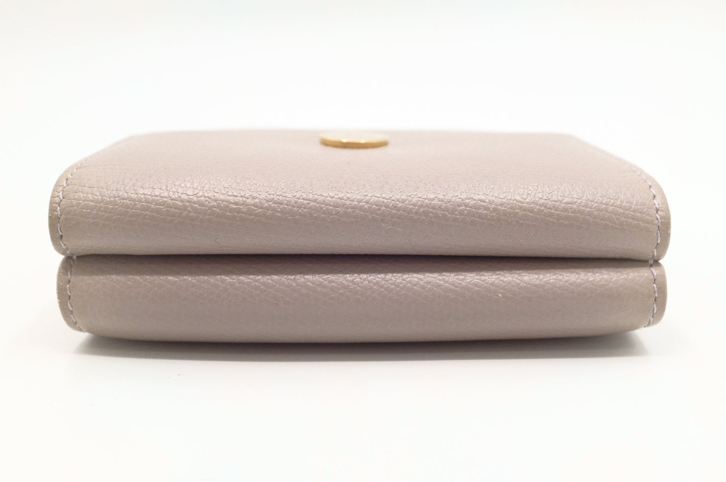 Chanel Compact Wallet in Grey Beige Leather