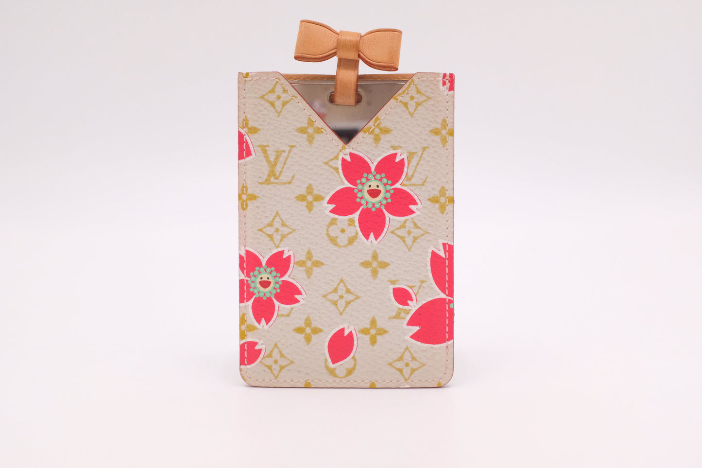 Louis Vuitton x Takashi Murakami Etui Miroir in White and Pink Cherry Blossom Monogram Canvas