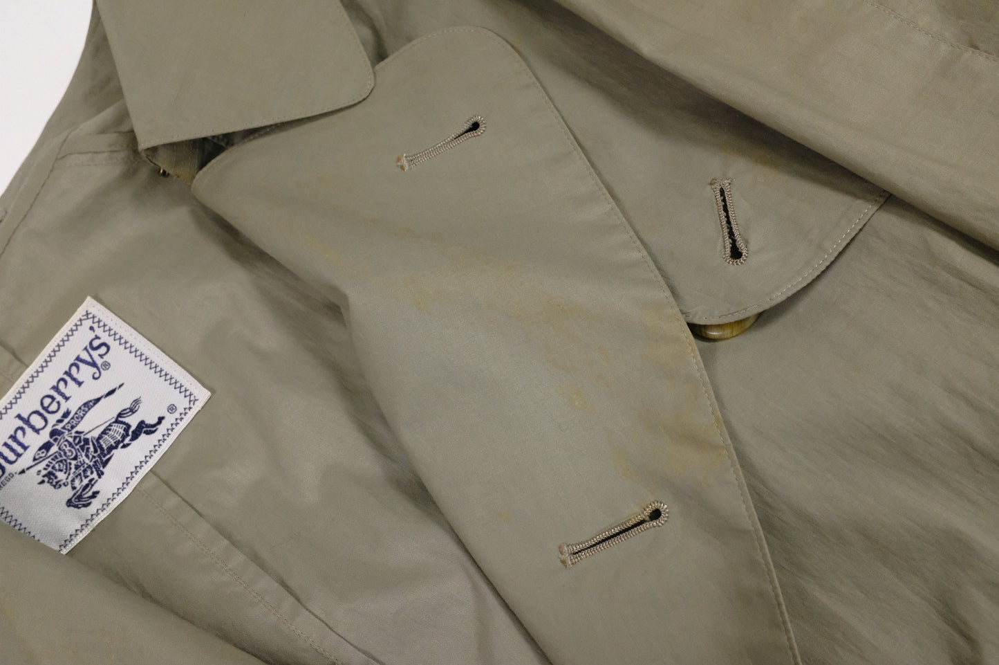 Burberry Trench Coat in Khaki Green Cotton